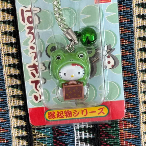 [BUNJANG] Vintage Frog Outfit Hello Kitty Keychain Strap / 고전 개구리 헬로키티 키링 스트랩