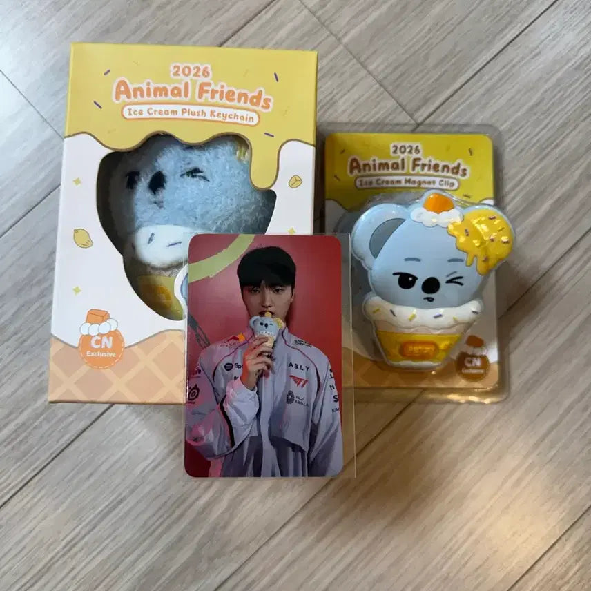 [BUNJANG] T1 Faker Ice Cream Keyring + Clamp Magnet Set (China Exclusive) / T1 티원 페이즈 중국한정 아이스크림 키링 + 집게 마그넷 세트