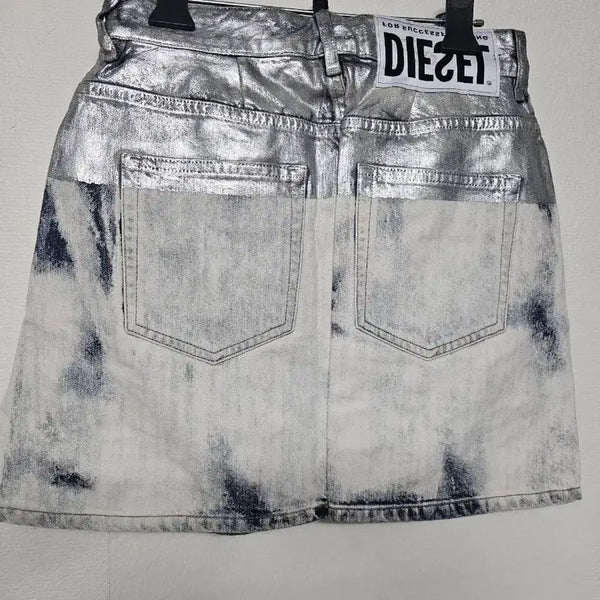 [BUNJANG] Diesel Metallic Coated Breech Denim Mini Skirt / 디젤 메탈릭 코팅 브리치 데님 미니스커트 25사이즈