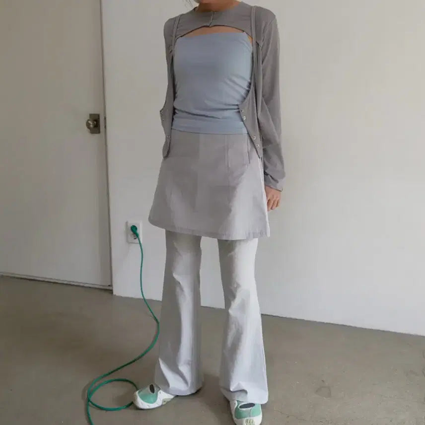 [BUNJANG] NOCONTENTS A-Line Zipper Skirt Pants Light Grey / 노컨텐츠 A-line zipper skirt pants