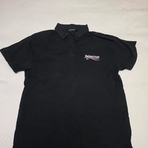[BUNJANG] Balenciaga Wave Logo Polo Shirt Black / 발렌시아가 카라티 웨이브로고 블랙/S