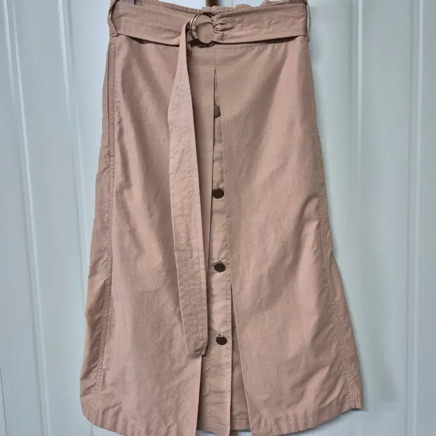 [BUNJANG] SJ Beige Trench Button Long Skirt / SJ 베이지 트렌치 버튼 롱 스커트