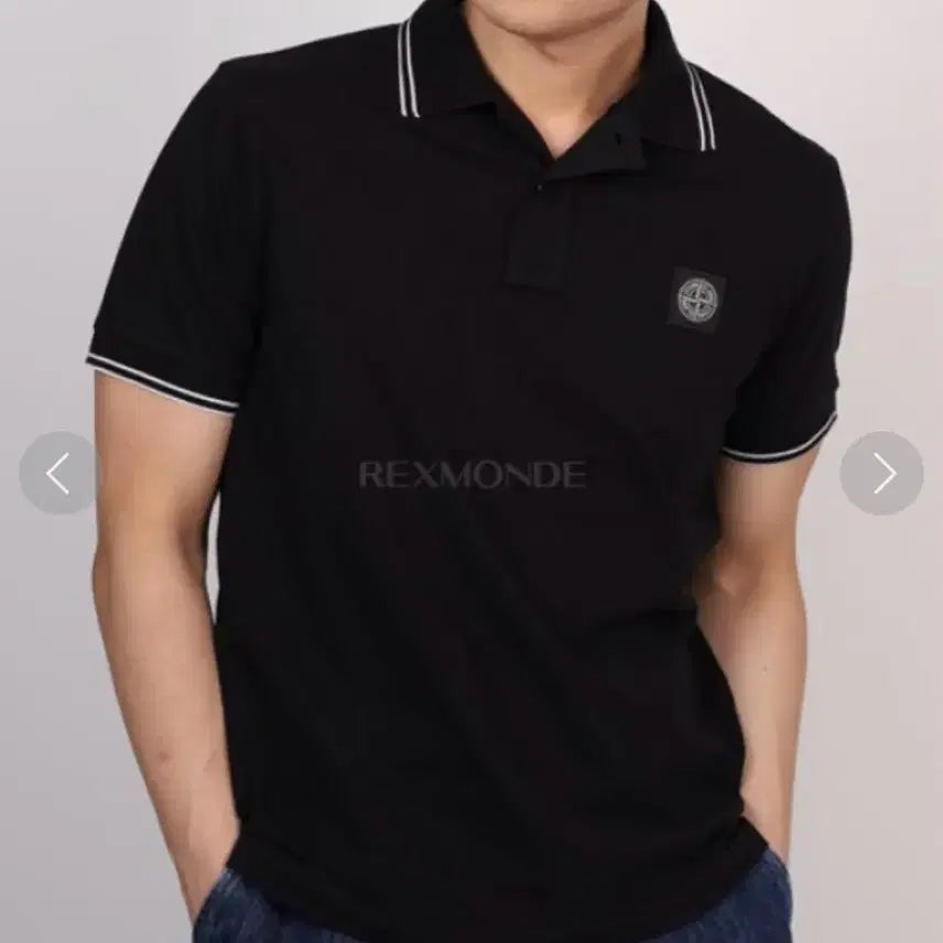 [BUNJANG] Stone Island Cotton Pique Logo Patch Polo T-shirt Black / [M] 스톤아일랜드 코튼 피케 로고패치 폴로 티셔츠 블랙