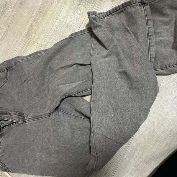 [BUNJANG] Aveil Gray Wide High-Waisted Denim Pants / 에이블리 그레이 와이드 하이웨스트 데님팬츠