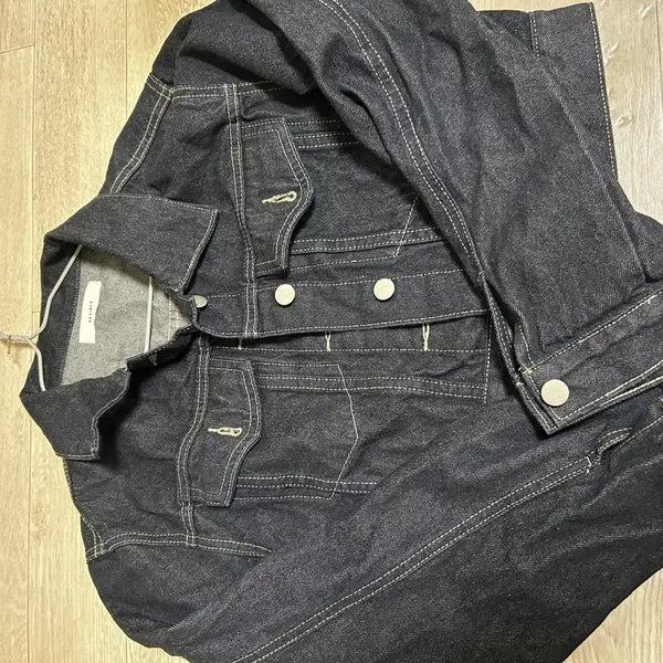 [BUNJANG] Stitch Raw Denim Cropped Jean Jacket / 스티치생지데님크롭 청자켓