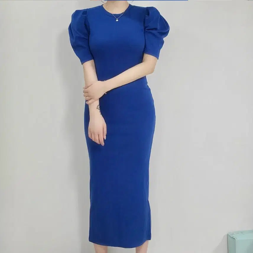 [BUNJANG] Puff Long One-Piece Dress / 퍼프롱골지원피스