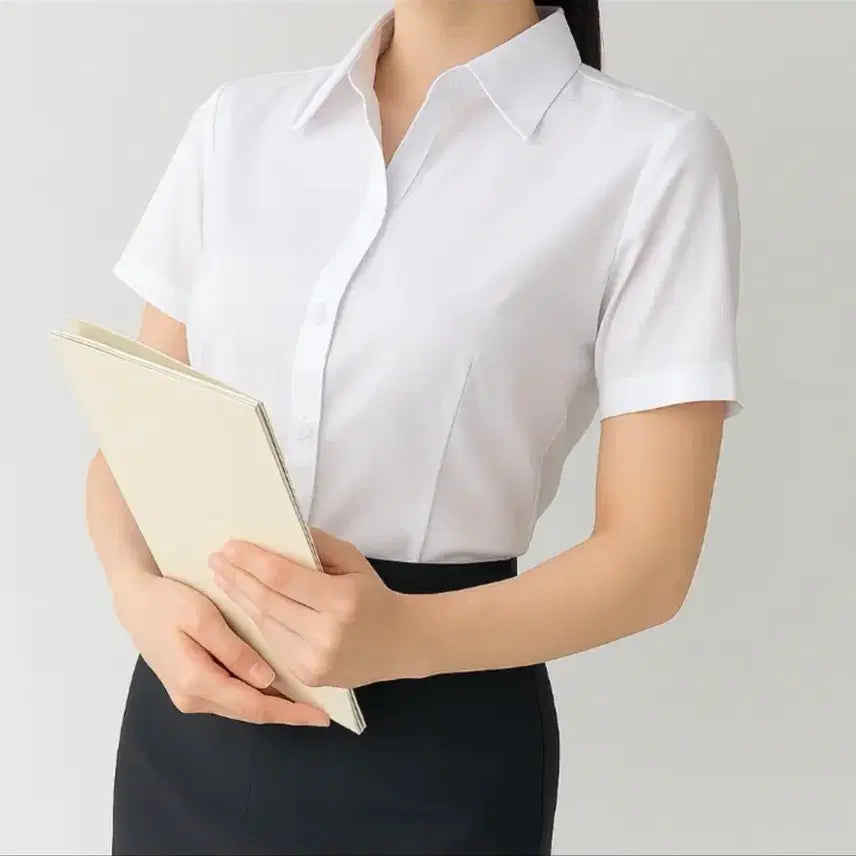 [BUNJANG] Basic Short Sleeve Uniform Blouse for Interviews / 기본 면접 셔츠 유니폼 블라우스 반팔