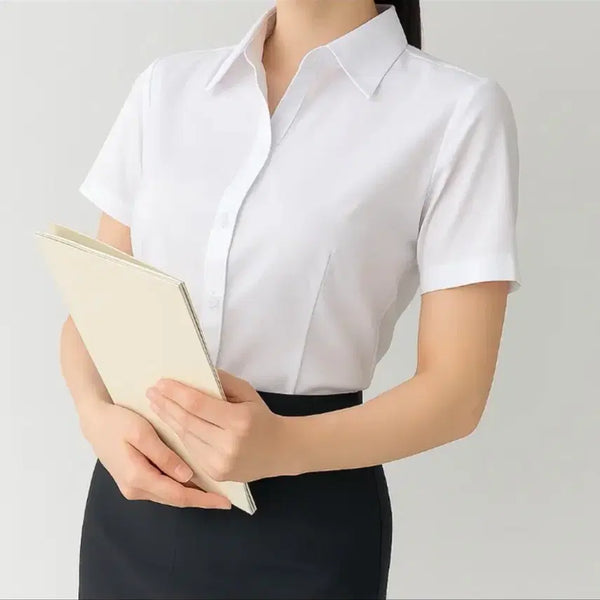 [BUNJANG] Basic Short Sleeve Uniform Blouse for Interviews / 기본 면접 셔츠 유니폼 블라우스 반팔
