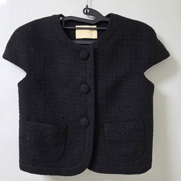 [BUNJANG] Plooom Iconic Half Jacket Black Size 1 / 플로움 아이코닉 하프자켓 블랙 1사이즈