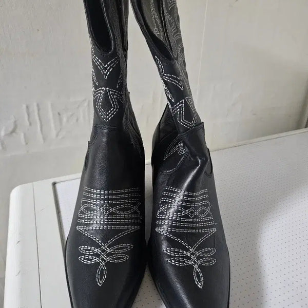 [BUNJANG] Gang Sisters Vintage Western Boots Short Black / 강자매 빈티지 웨스턴 부츠 숏 블랙