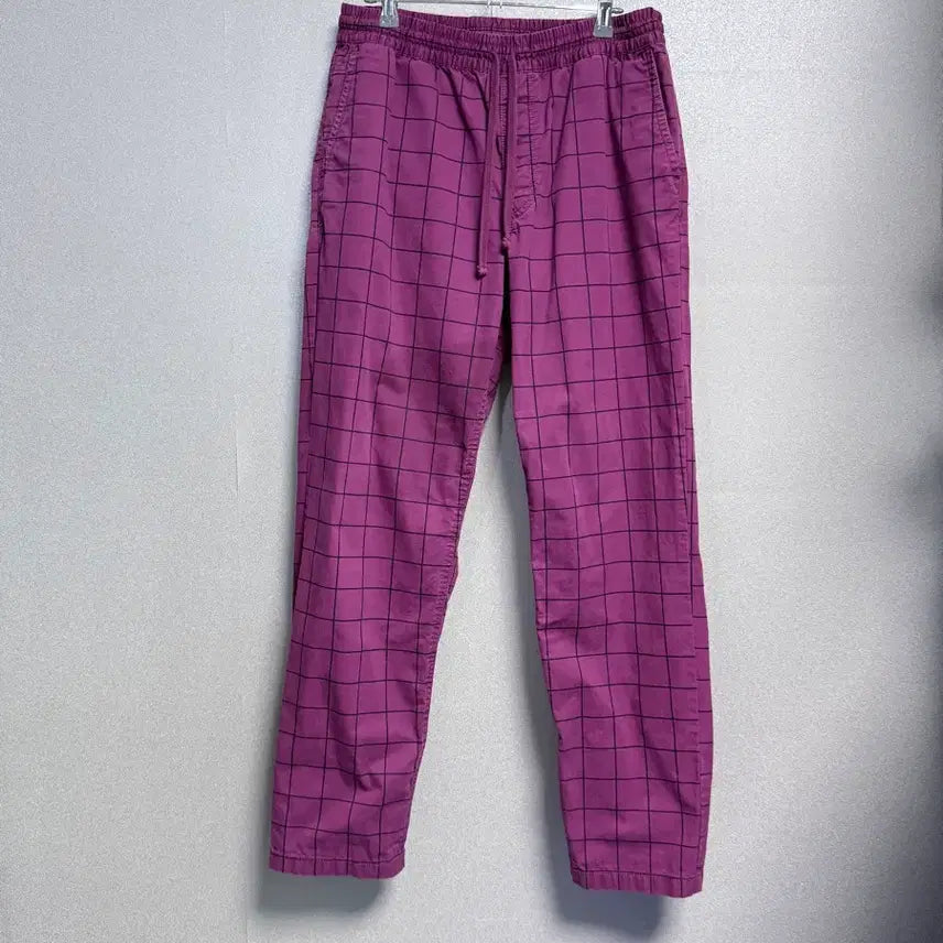 [BUNJANG] Vans Range Elastic Check Relaxed Tapered Men's Pants Purple Size S / 반스 레인지 엘라스틱 체크 루즈 테이퍼드 남성 팬츠 S사이즈 퍼플