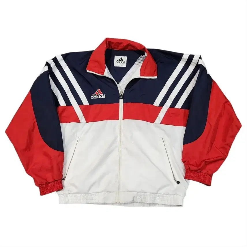 [BUNJANG] Adidas Old School Windbreaker Jacket Navy/White/Red / 아디다스 올드스쿨 바람막이 자켓 네이비/화이트/레드