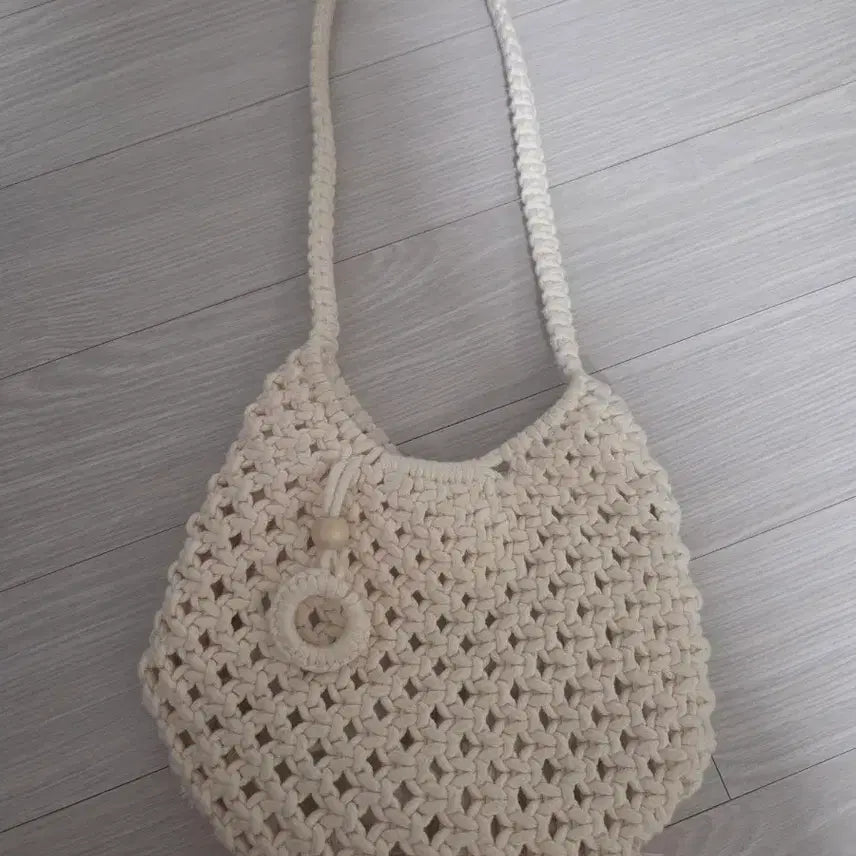 [BUNJANG] Cream Knit Shoulder Bag / 니트 숄더백