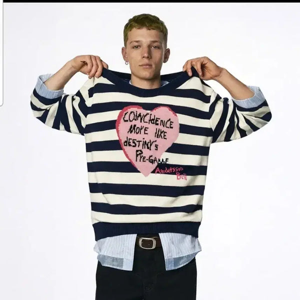 [BUNJANG] Andersson Bell Heart Message Crewneck Sweater / 앤더슨벨  하트 메세지  크루넥 스웨터