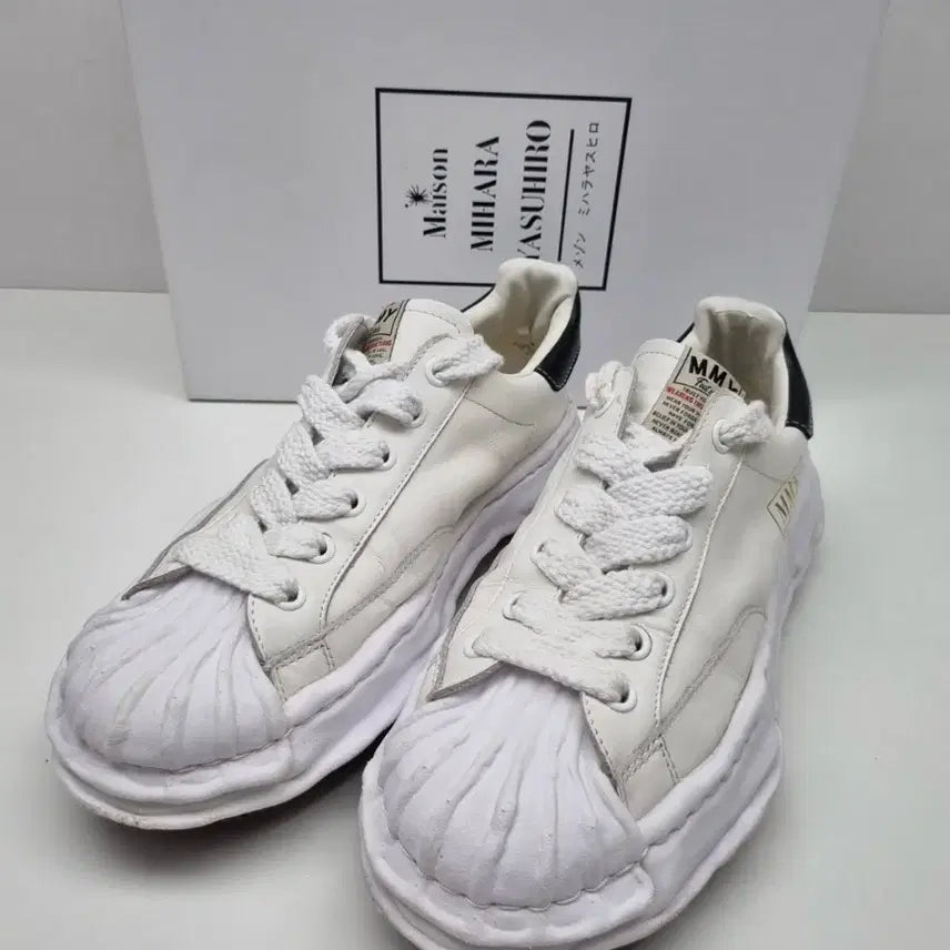 [BUNJANG] Maison MIHARA YASUHIRO Blayke Leather Sneakers White Size 43 / 매종 미하라 야스히로 블레이키 레더 화이트 43 사이즈