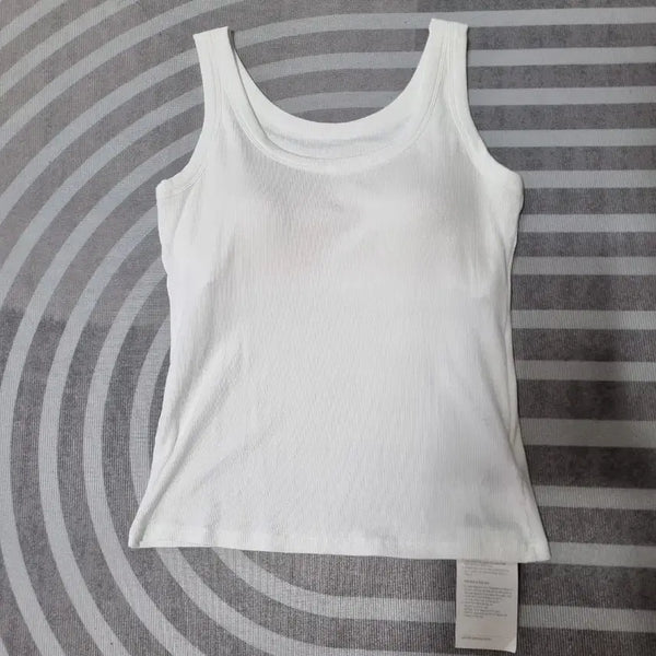 [BUNJANG] THE AtG White Ribbed Sleeveless Bra Camisole / 더엣지 화이트 골지 민소매 브라캡