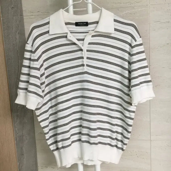 [BUNJANG] Massimo Dutti Men's Striped Polo Knit / 마시모두띠 신상 남성 단가라 폴로 니트 100