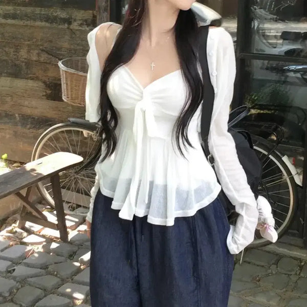 [BUNJANG] Jasmine Belle Sleeveless Cardigan Set / 자스민벨 나시 가디건 세트