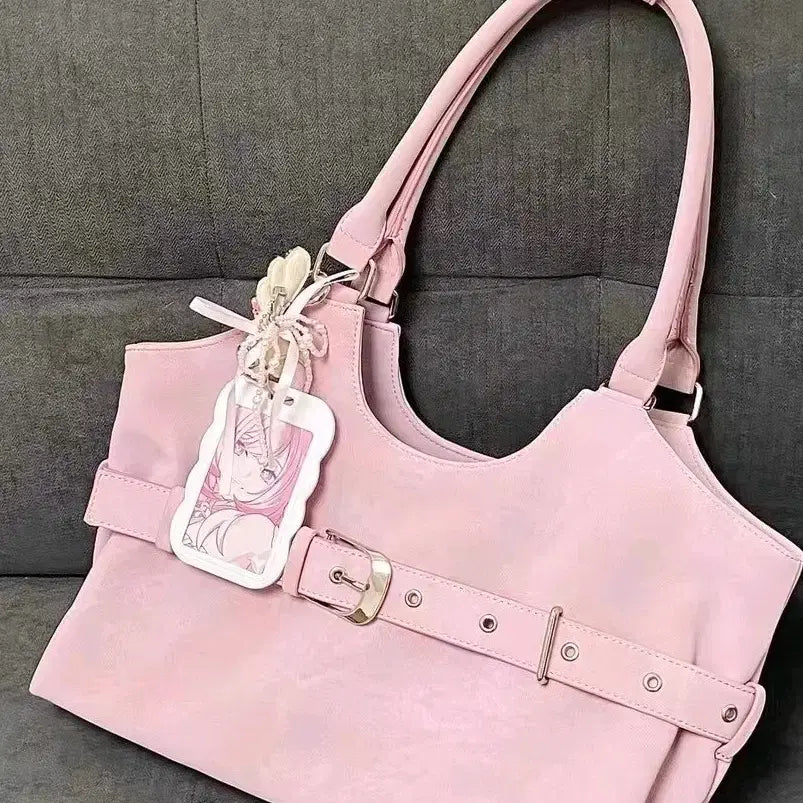[BUNJANG] Large Capacity Pink Shoulder Bag / 부드러운 핑크 대용량 숄더백 데일리가방