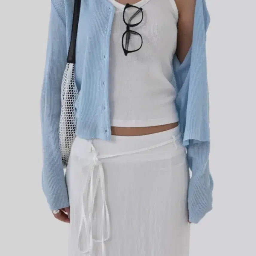 [BUNJANG] Linen Cardigan - Sky Blue / 린넨 가디건 -하늘색