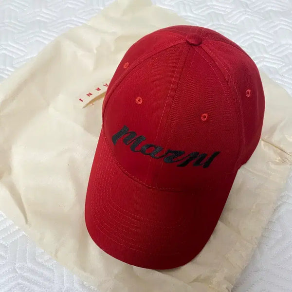 [BUNJANG] Marni Logo Embroidered Twill Baseball Cap Red / [M] 마르니 로고 자수 트윌 베이스볼 캡 레드