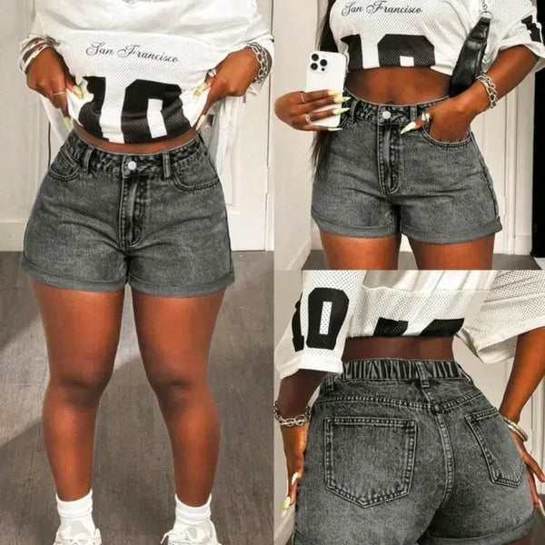 [BUNJANG] Slaydiva Plus Size Women's Denim Shorts Casual Versatile Super Short Jeans / 쉬인 Slaydiva 빅 사이즈 여성 청바지 청반바지 캐주얼 버서타일 데님 슈퍼 숏 반바지 판매합니다.