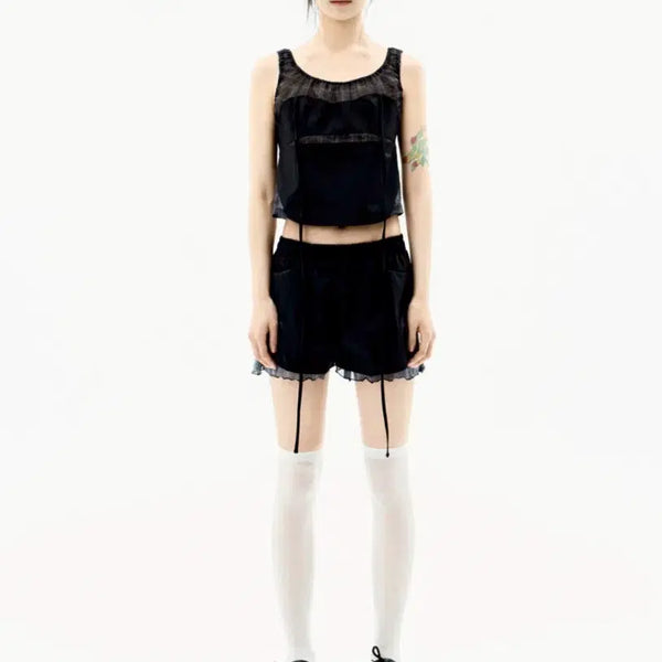 [BUNJANG] OJOS Reversible Plaid Track Shorts Black / 오호스 리버시블 플래드 트랙 쇼츠 블랙