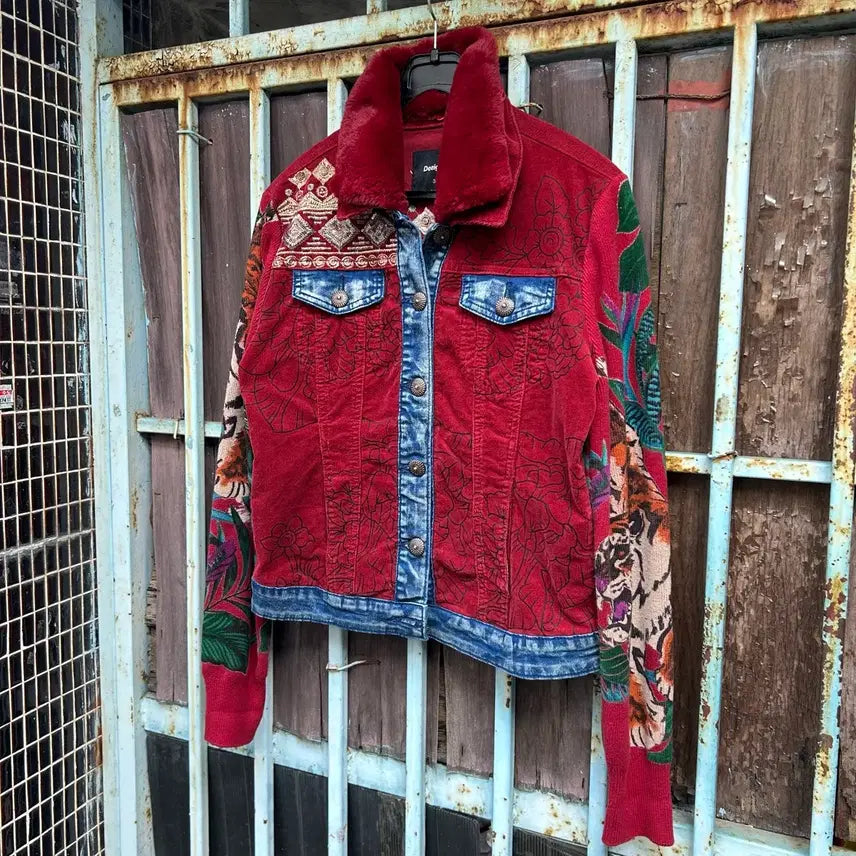 [BUNJANG] Desigual Oriental Faux Fur Cropped Jacket / Desigual 오리엔탈 퍼 자켓