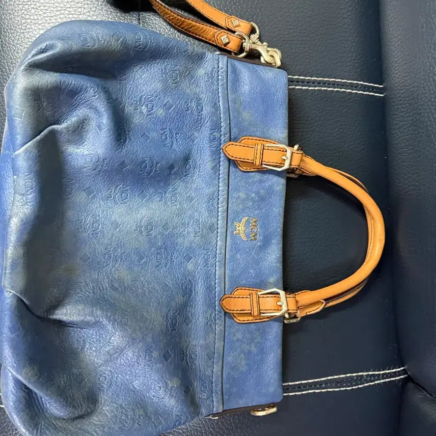 [BUNJANG] MCM Visetos Shoulder Bag Blue / MCM 비세토 숄더백 블루 성주택 보증카드