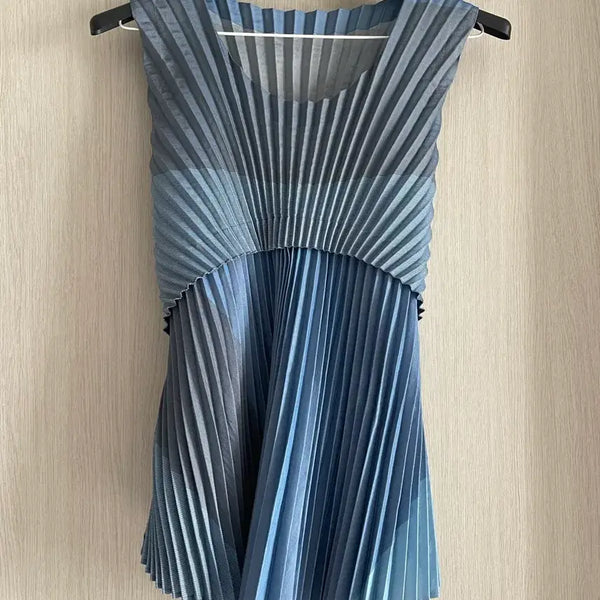 [BUNJANG] Issey Miyake Pleats Blouse Blue / 이세이 미야케 플리츠 블라우스 블루