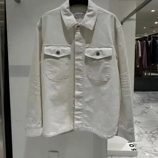 [BUNJANG] Solid Homme Velvet Shirt Jacket Ivory Size 48 / 솔리드옴므 셔츠 벨벳 자켓 아이보리 48