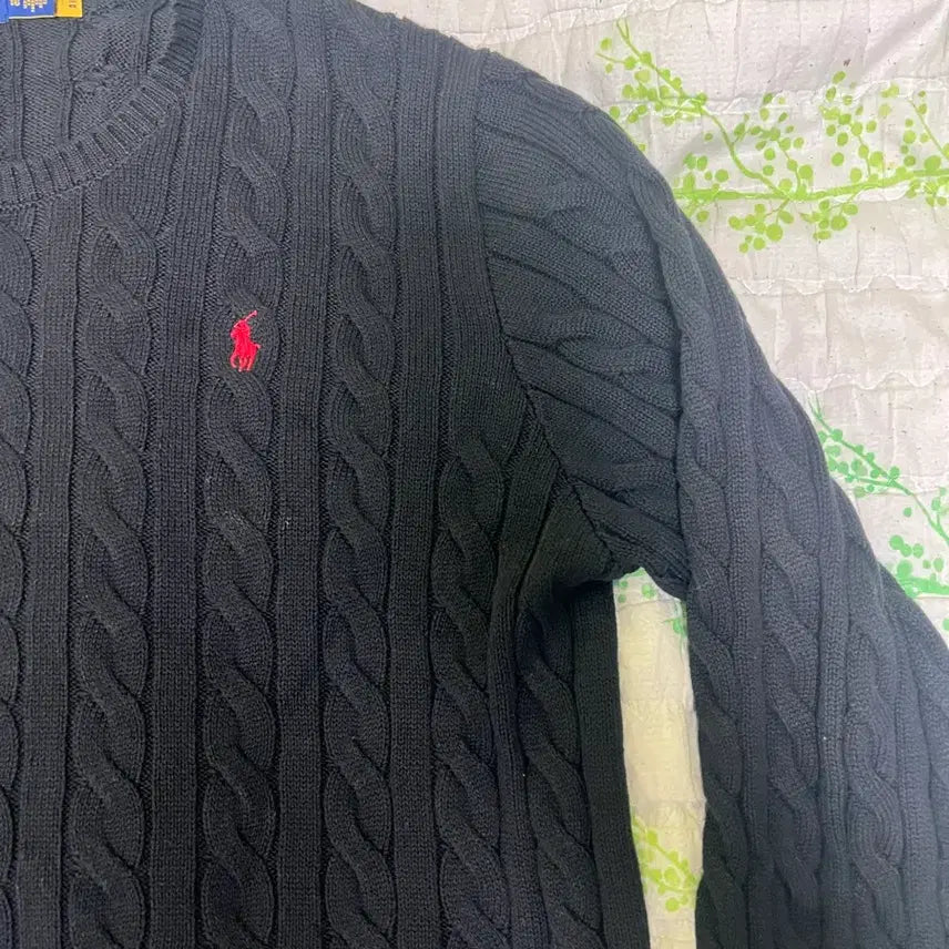 [BUNJANG] Polo Ralph Lauren Cable Knit Black XL / 폴로 랄프로렌 케이블 니트 블랙 XL