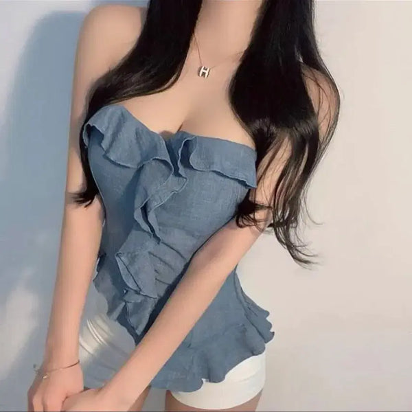 [BUNJANG] Frill Asymmetrical Top / 프릴 언발 탑
