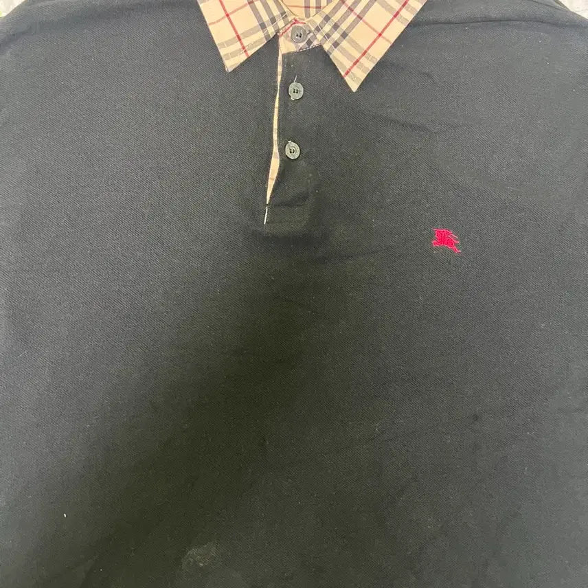 [BUNJANG] Burberry Long Sleeve Polo Shirt XL Black / 버버리 롱슬리브 카라티 XL 블랙