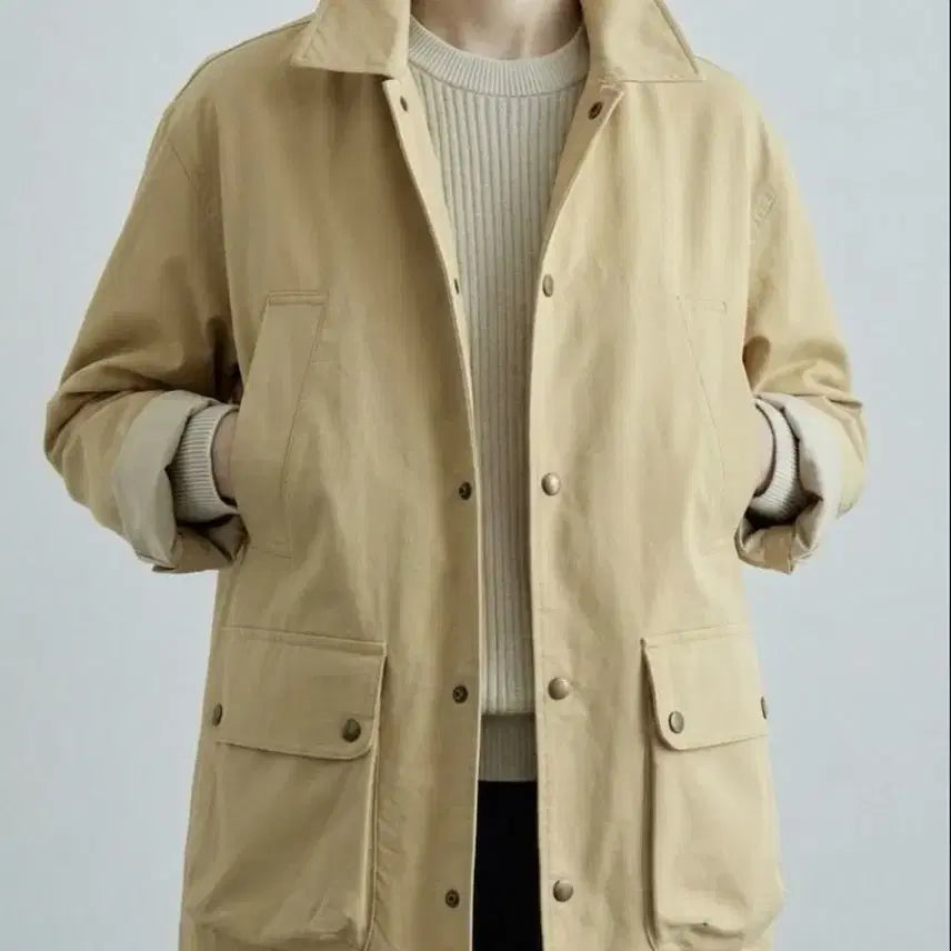 [BUNJANG] ZARA Organic Cotton Work Jacket - Light Yellow / [택달린 미착용 새상품] 남녀공용 ZARA 워크자켓  유기농 면 -정가 14만원