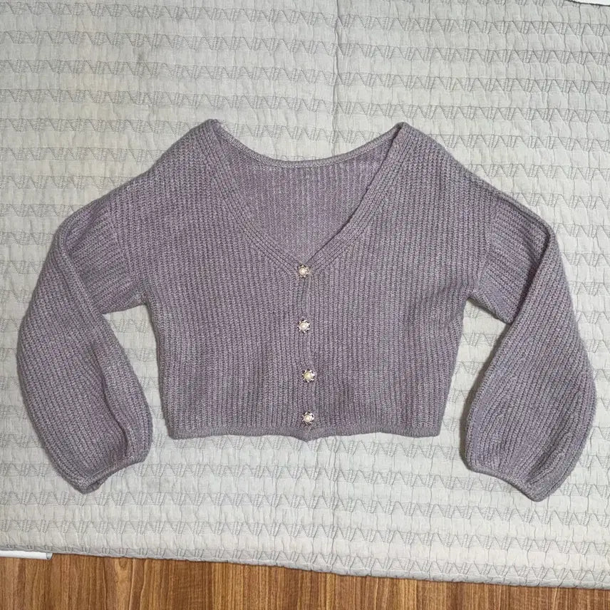[BUNJANG] Lavender Purple Button Cardigan M / 라벤더 보라 가디건 버튼 단추 M [옷]