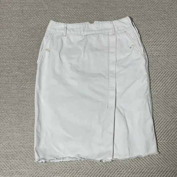 [BUNJANG] Beanpole White Denim Wrap Skirt / (70-95) 빈폴 화이트 데님 랩 스커트