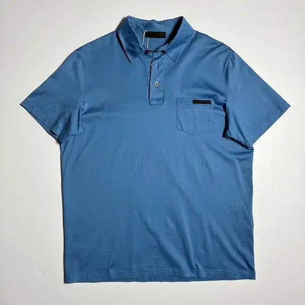 [BUNJANG] Prada Logo Patch Short Sleeve Polo T-Shirt / 프라다 PRADA 로고 패치 반팔 카라 티셔츠 R2990