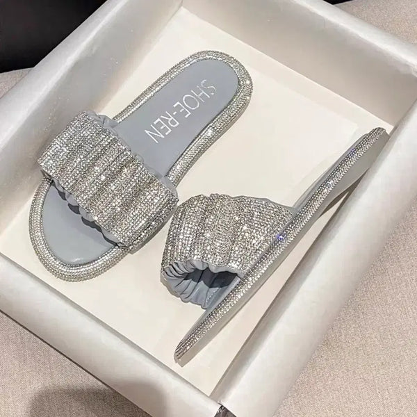 [BUNJANG] Bling Silver Silicone Slippers Size 245 / 블링 은색 실리콘 슬리퍼 새거 245
