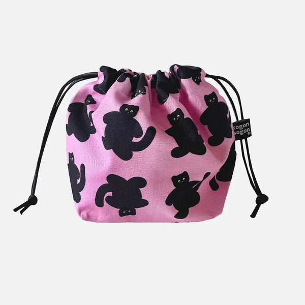 [BUNJANG] Babba Pink String Pouch / 소곤소곤 고양이 스트링 파우치 핑크