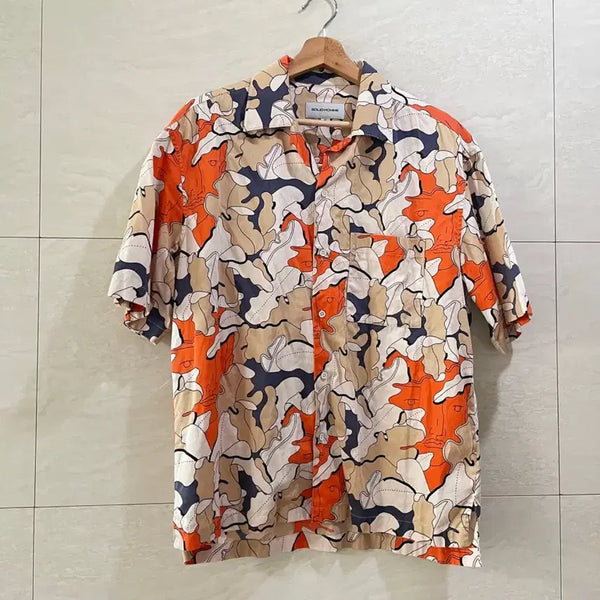 [BUNJANG] Solid Homme Pattern Short Sleeve Hawaiian Shirt / 솔리드옴므 / 패턴 반팔 셔츠, 하와이안 셔츠 / 46(100)