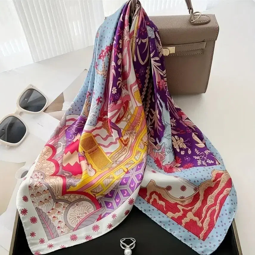 [BUNJANG] Luxury Patterned Silk Scarf / 새상품 스카프