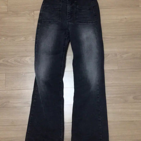 [BUNJANG] Black Washed Bootcut Jeans Size S / 흑청 청바지 S사이즈 블랙 워싱 부츠컷 에이블리