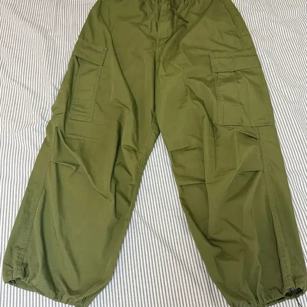 [BUNJANG] GU Wide Cargo Pants Olive Khaki M / gu 와이드카고팬츠 올리브 카키 M