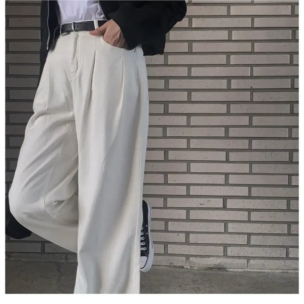 [BUNJANG] Two-Pin Tuck Wide Denim Pants Ivory White / 와이드 팬츠 M 투 핀턱 데님팬츠 아이보리 화이트 흰색 백색 일상복 데일리룩 심플 캐주얼 여성 의류 청바지