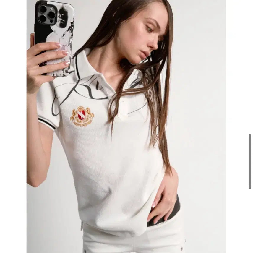 [BUNJANG] NoEmosen White Short-Sleeve Polo Shirt with Embroidery / NoEmosen 반팔티