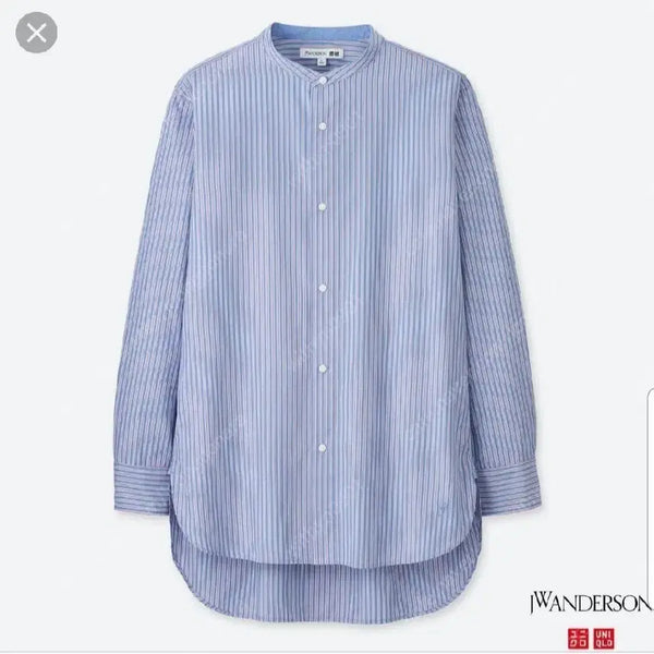 [BUNJANG] Uniqlo JW Anderson Broad Stand Collar Shirt Blue M / 유니클로 앤더슨 브로드스탠드칼라셔츠