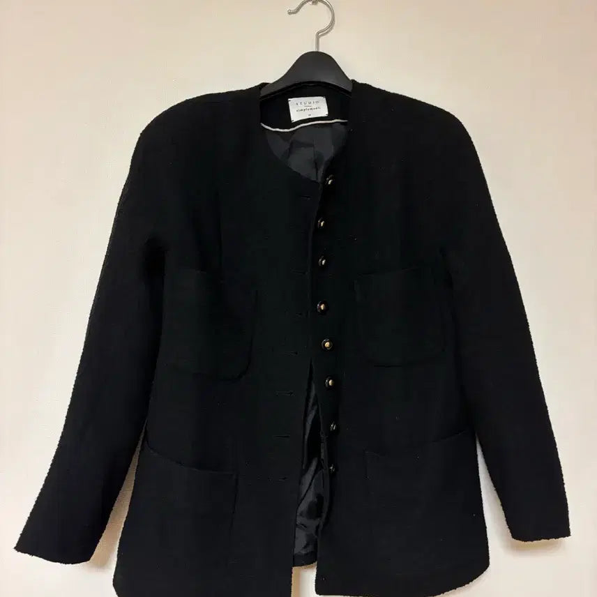 [BUNJANG] Studio Simple Mong Tweed Jacket Black Gold Button Size 38 / 스튜디오심플멍 트위드 38