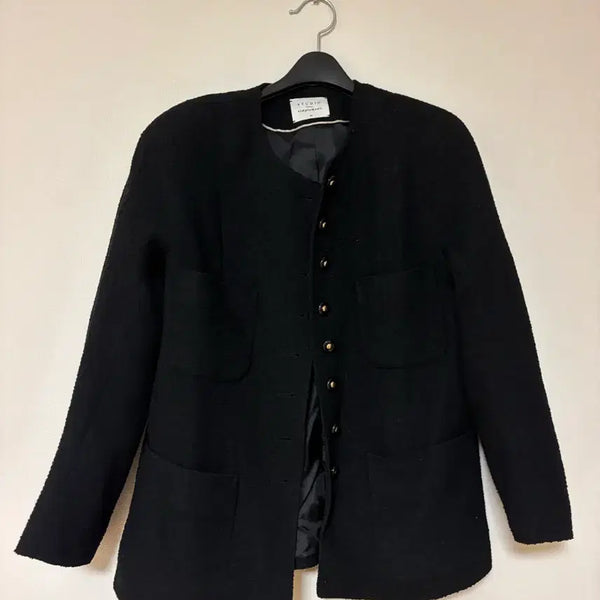 [BUNJANG] Studio Simple Mong Tweed Jacket Black Gold Button Size 38 / 스튜디오심플멍 트위드 38