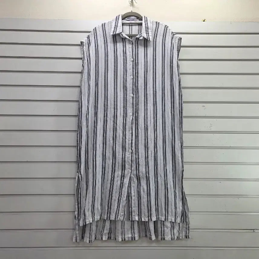 [BUNJANG] Stripe Pleated Cotton Long Dress Size 77 / 스트라이프  주름포인트  면 롱원피스 77/보물찾기천사
